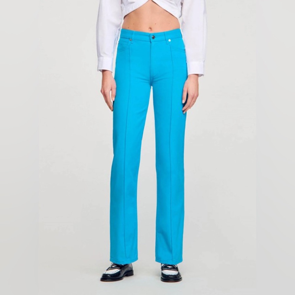 Sandro Raised Seam Turquoise Jeans